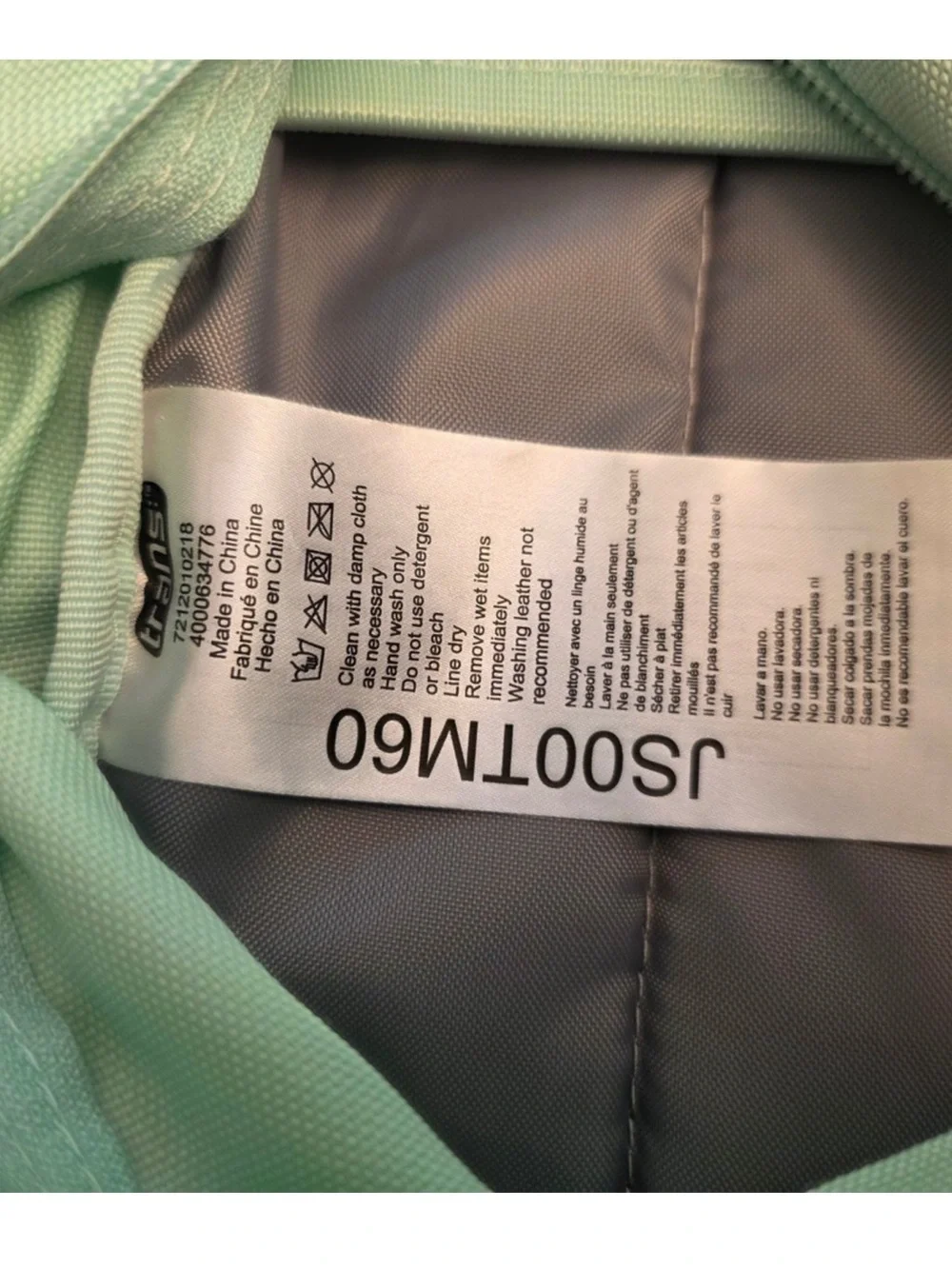 Trans by JanSport Mint Green Backpack🎒School Bag Padded Straps Mesh Pocket 4 Zip